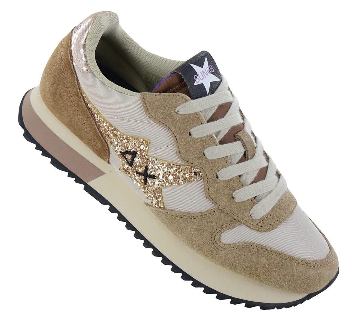 SUN68 Stargirl Glitter Logo - Damen Sneakers Schuhe Beige Z44210 - 16 - Brandstyle24