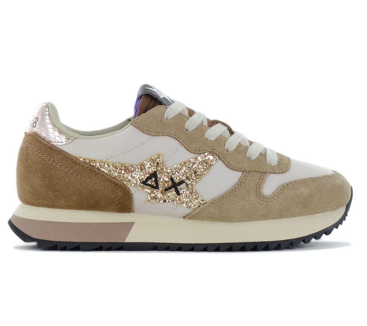 SUN68 Stargirl Glitter Logo - Damen Sneakers Schuhe Beige Z44210 - 16 - Brandstyle24
